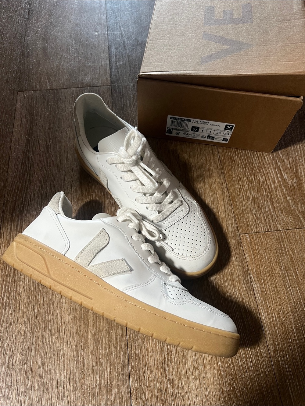 White Women’s Sneakers with Gum Sole - Picture 1 of 7
